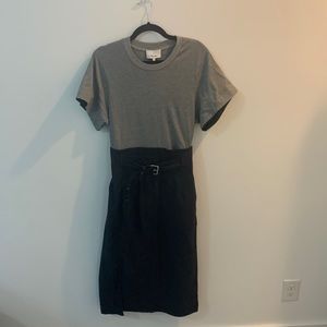 31 Phillip Lim size 6 Grey top/navy bottom Belted MIDI dress